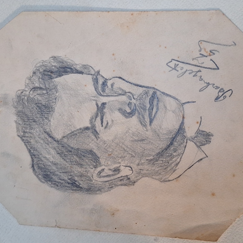 Antique original BarBagelata self portrait